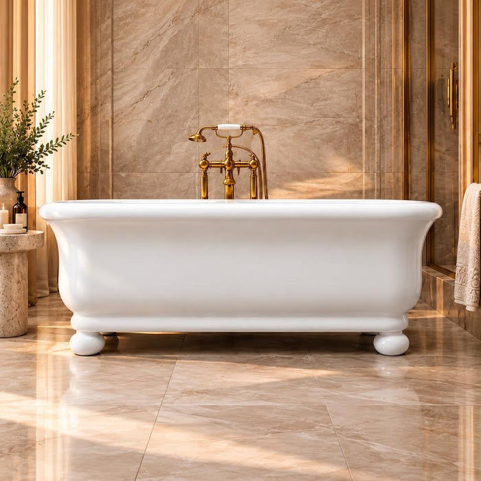 The Bathroom Society Devonshire Bath 1700mm Titan Cast Solid Surface Bath Gloss White - Clearance