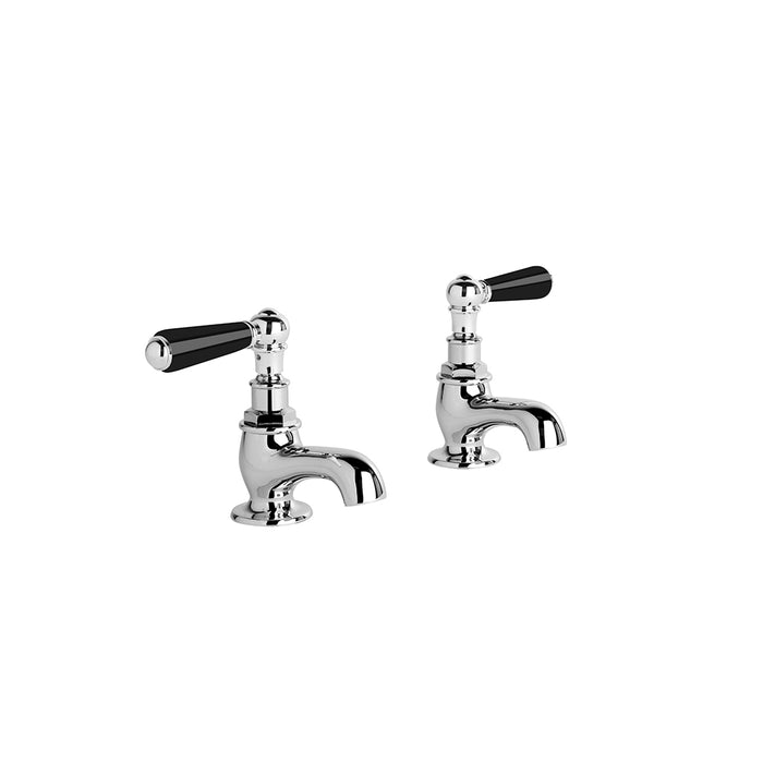 Brodware Neu England Pillar Taps – Black Porcelain Lever