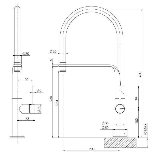 Vido Flexible Hose Sink Mixer