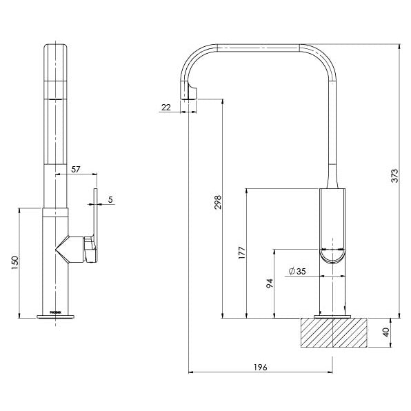 Teel Sink Mixer 200mm Squareline