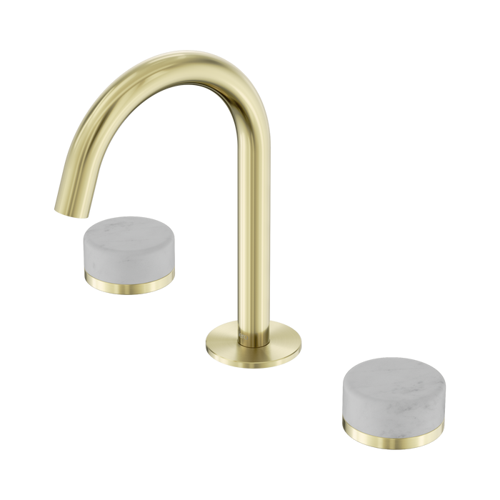 Nero Serenity Basin Set Arc Spout With Carrara Handle - Brushed Gold