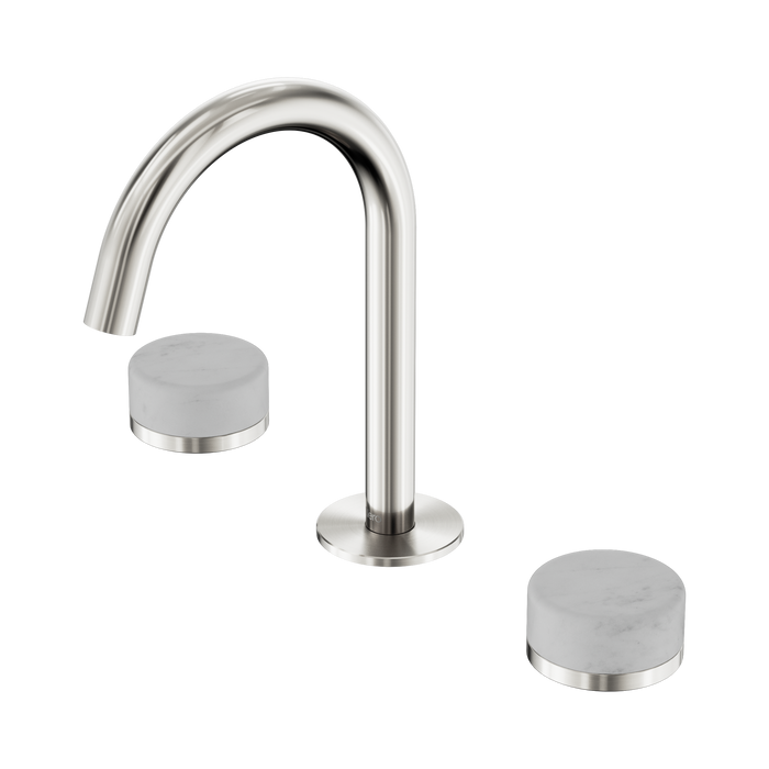 Nero Serenity Basin Set Arc Spout With Carrara Handle - Brushed Nickel