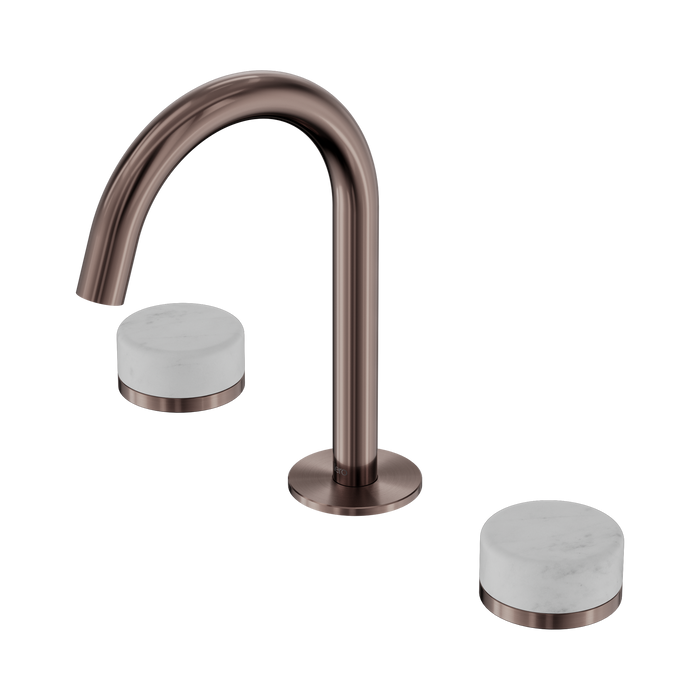 Nero Serenity Basin Set Arc Spout With Carrara Handle - Brushed Bronze