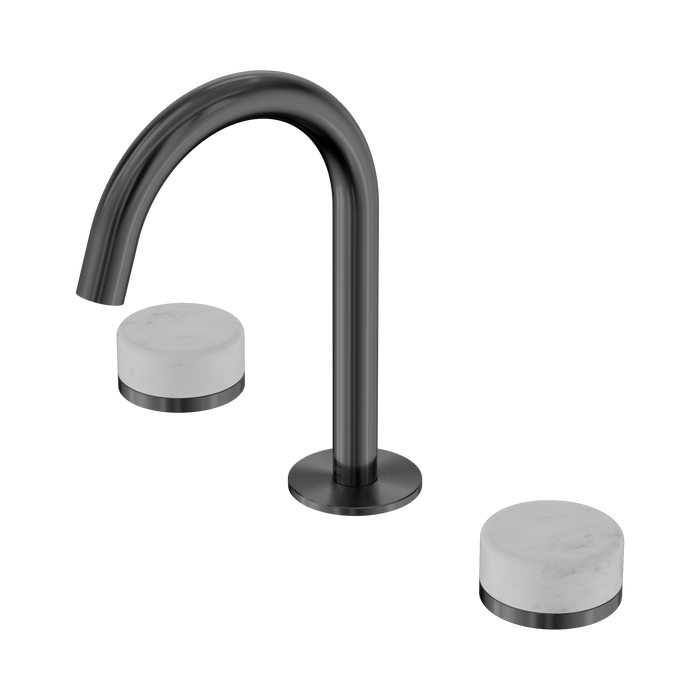 Nero Serenity Basin Set Arc Spout With Carrara Handle - Gun Metal