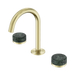 Nero Serenity Basin Set Arc Spout With Verde Alpi Handle - Brushed Gold