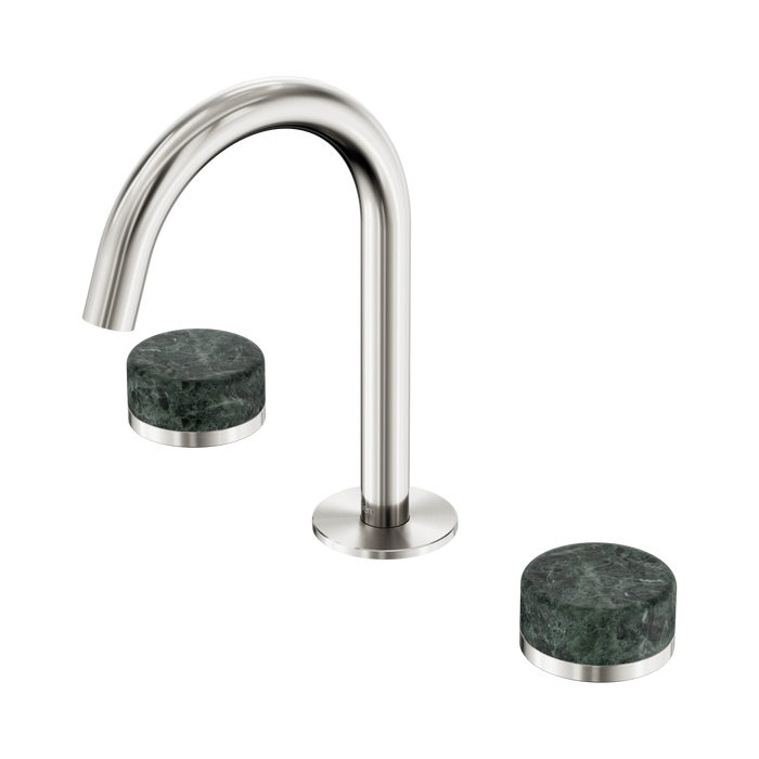 Nero Serenity Basin Set Arc Spout With Verde Alpi Handle - Brushed Nickel