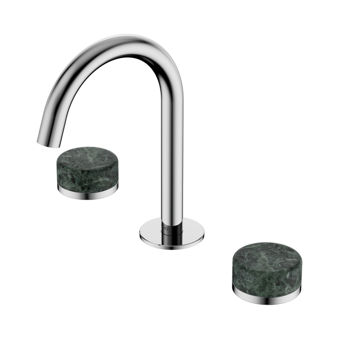 Nero Serenity Basin Set Arc Spout With Verde Alpi Handle - Chrome
