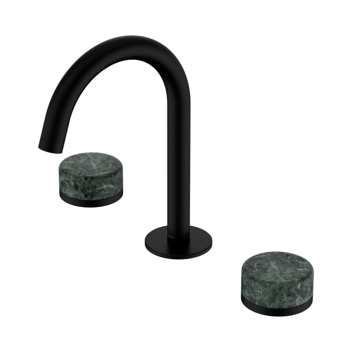 Nero Serenity Basin Set Arc Spout With Verde Alpi Handle - Matte Black