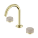 Nero Serenity Basin Set Arc Spout With Rome Travertine Handle - Brushed Gold
