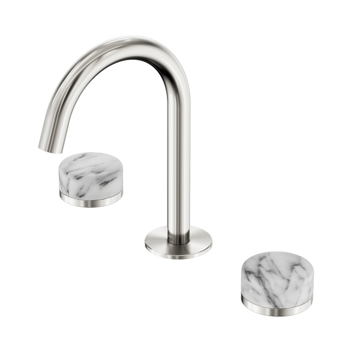 Nero Serenity Basin Set Arc Spout With Arabescato Corchia Handle - Brushed Nickel