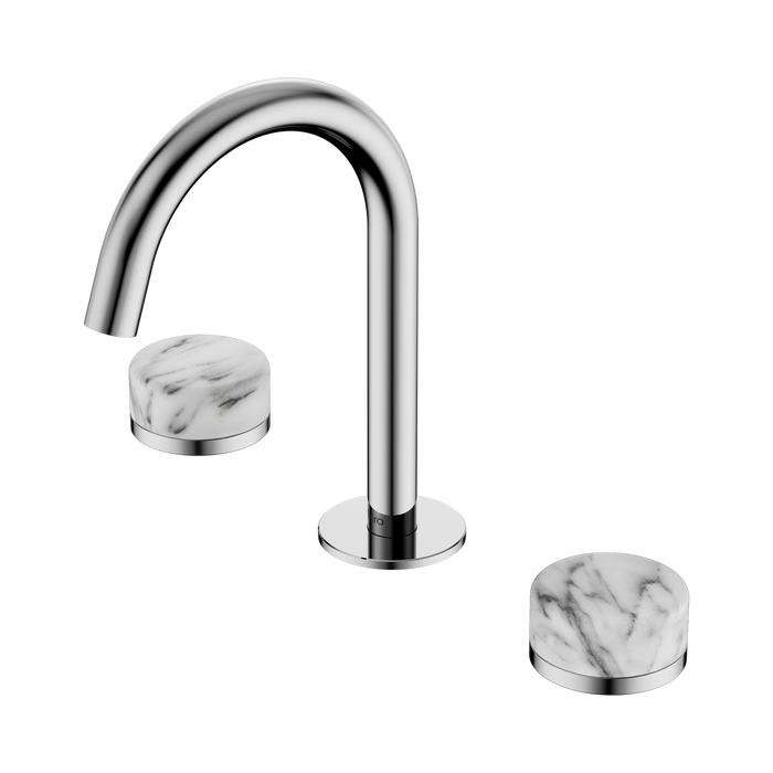 Nero Serenity Basin Set Arc Spout With Arabescato Corchia Handle - Chrome
