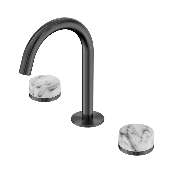 Nero Serenity Basin Set Arc Spout With Arabescato Corchia Handle - Gun Metal