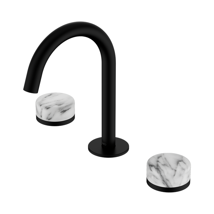 Nero Serenity Basin Set Arc Spout With Arabescato Corchia Handle - Matte Black