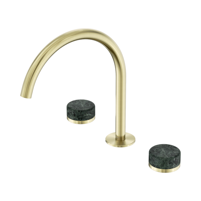 Nero Serenity Bath/Kitchen Set Arc Spout With Verde Alpi Handle - Brushed Gold