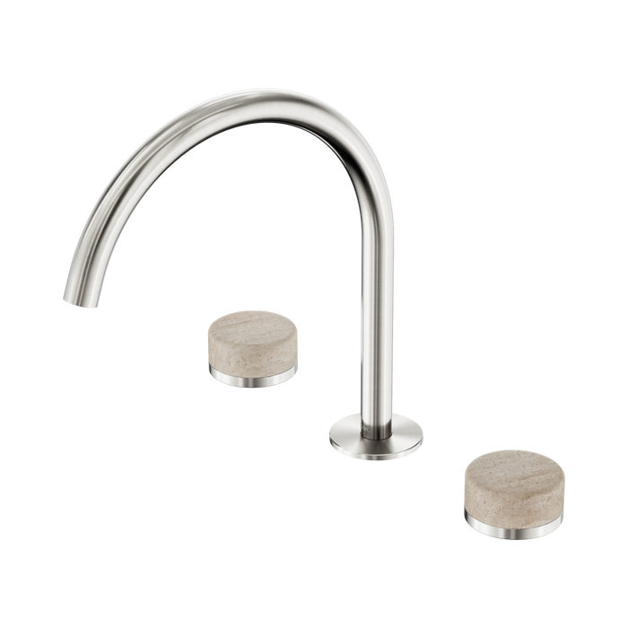 Nero Serenity Bath/Kitchen Set Arc Spout With Rome Travertine Handle - Brushed Nickel