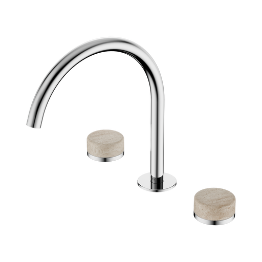 Nero Serenity Bath/Kitchen Set Arc Spout With Rome Travertine Handle - Chrome