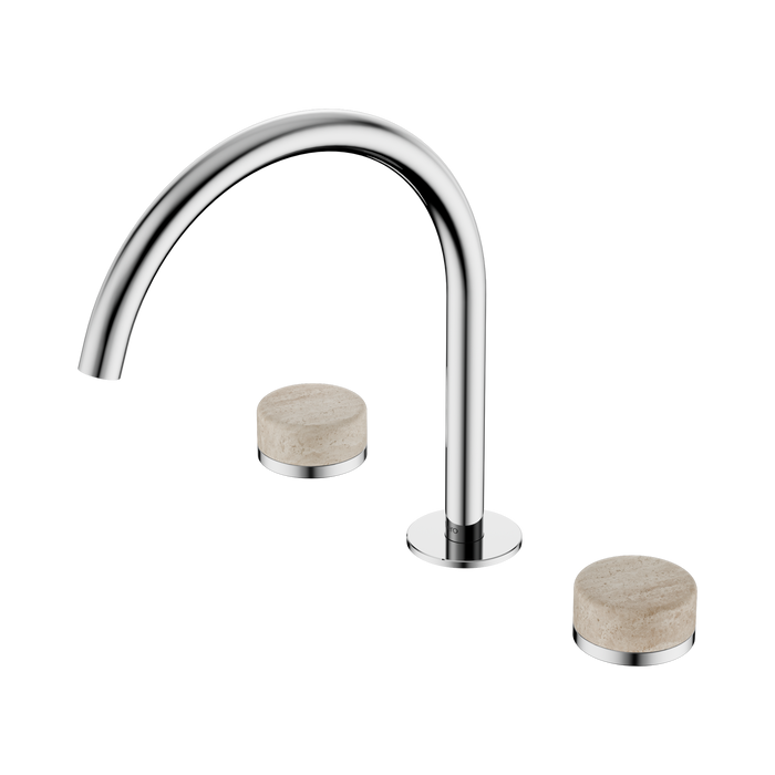 Nero Serenity Bath/Kitchen Set Arc Spout With Rome Travertine Handle - Chrome