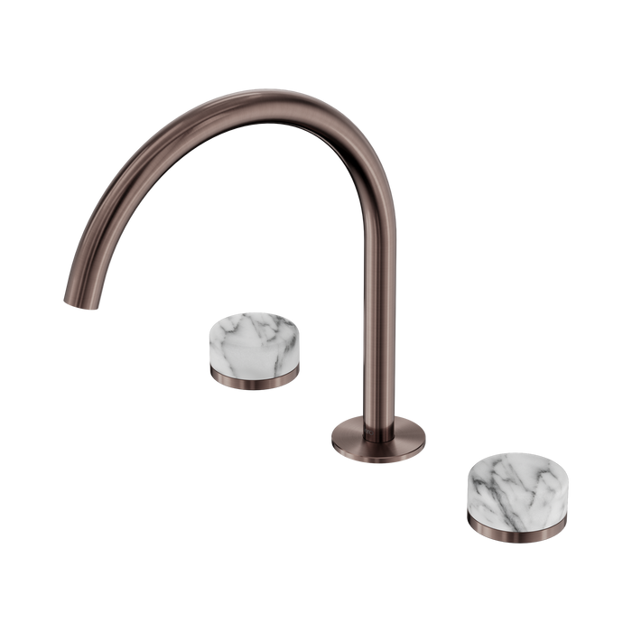 Nero Serenity Bath/Kitchen Set Arc Spout With Arabescato Corchia Handle - Brushed Bronze