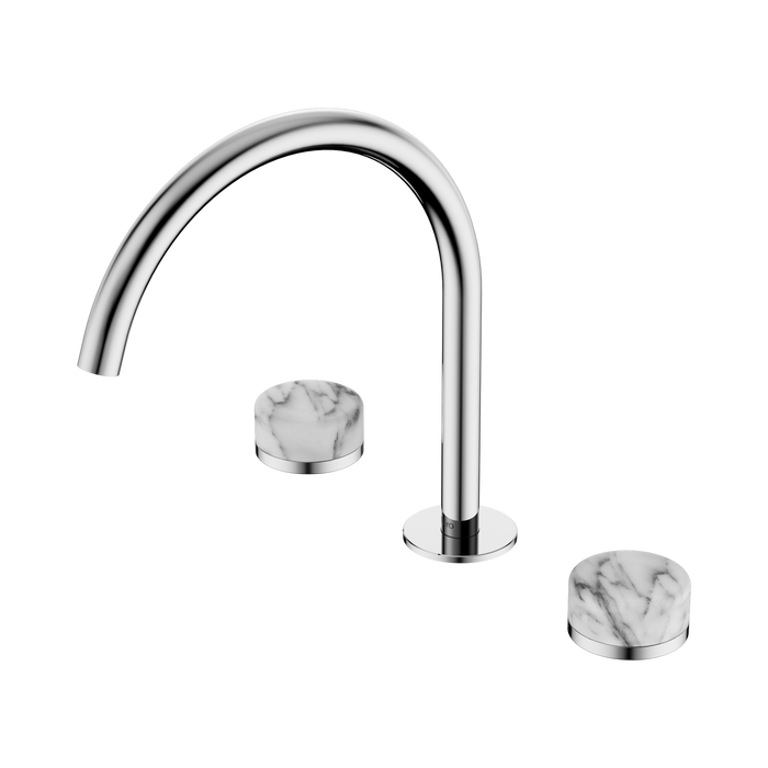 Nero Serenity Bath/Kitchen Set Arc Spout With Arabescato Corchia Handle - Chrome