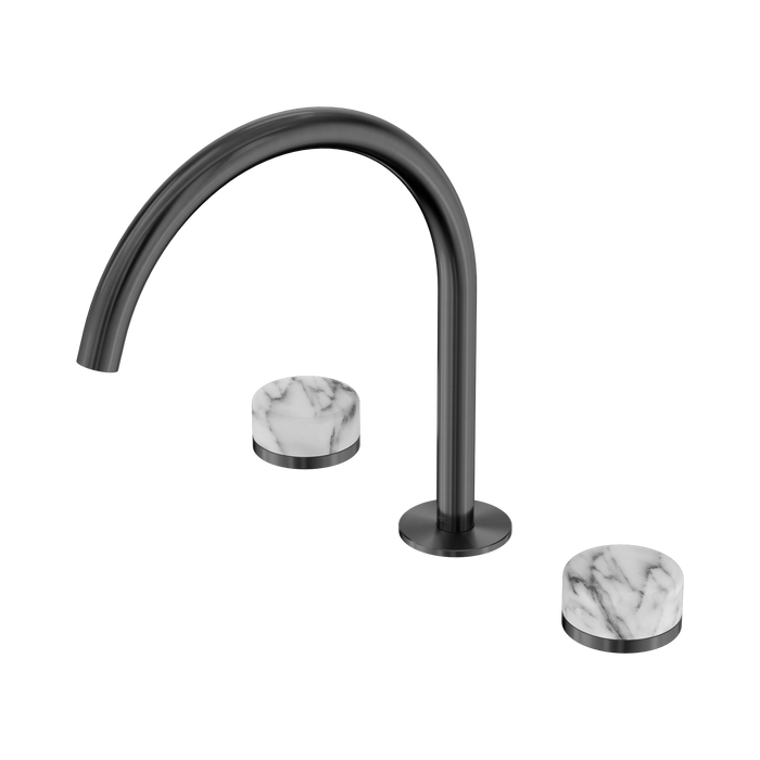 Nero Serenity Bath/Kitchen Set Arc Spout With Arabescato Corchia Handle - Gun Metal