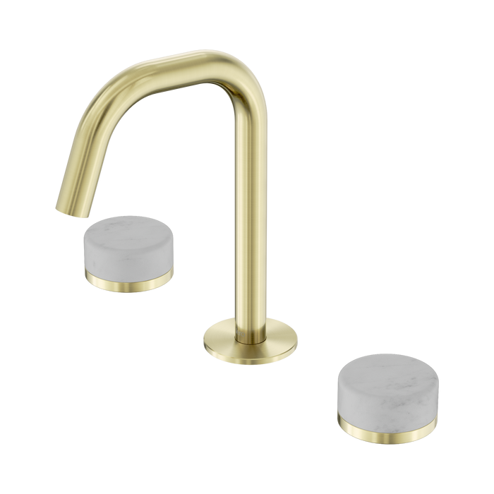 Nero Serenity Basin Set Edge Spout With Carrara Handle - Brushed Gold