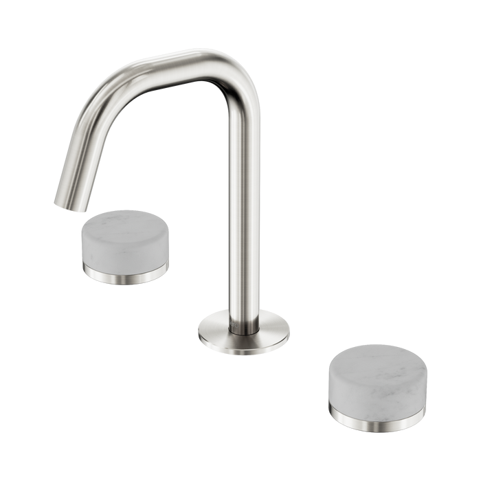 Nero Serenity Basin Set Edge Spout With Carrara Handle - Brushed Nickel