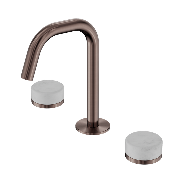 Nero Serenity Basin Set Edge Spout With Carrara Handle - Brushed Bronze
