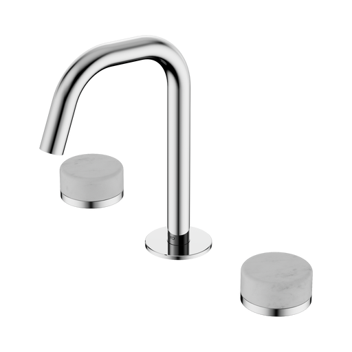 Nero Serenity Basin Set Edge Spout With Carrara Handle - Chrome