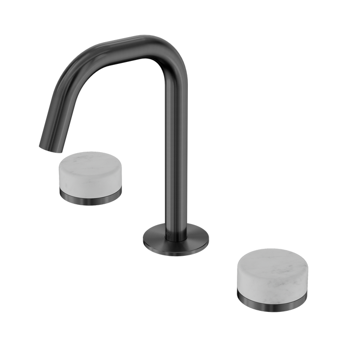 Nero Serenity Basin Set Edge Spout With Carrara Handle - Gun Metal