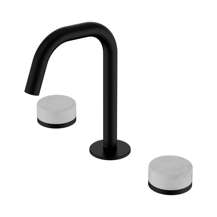 Nero Serenity Basin Set Edge Spout With Carrara Handle - Matte Black