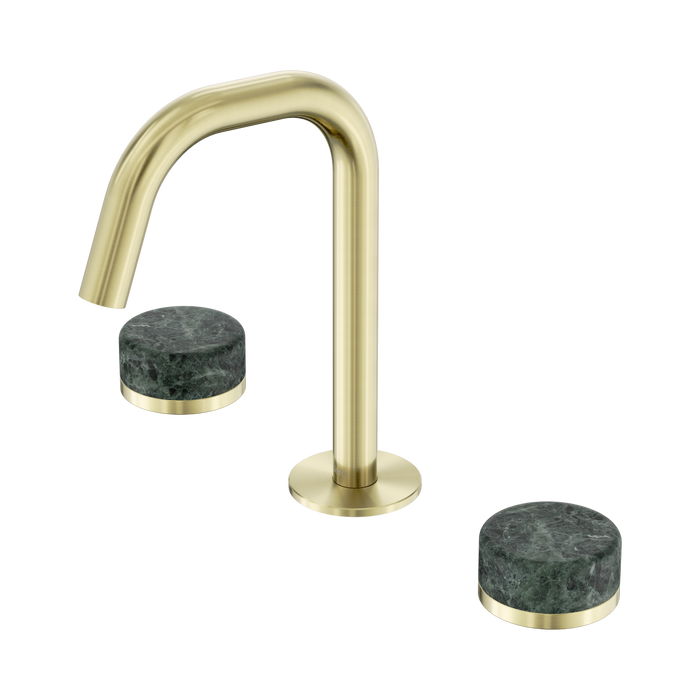 Nero Serenity Basin Set Edge Spout With Verde Alpi Handle - Brushed Gold