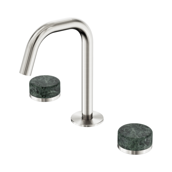 Nero Serenity Basin Set Edge Spout With Verde Alpi Handle - Brushed Nickel