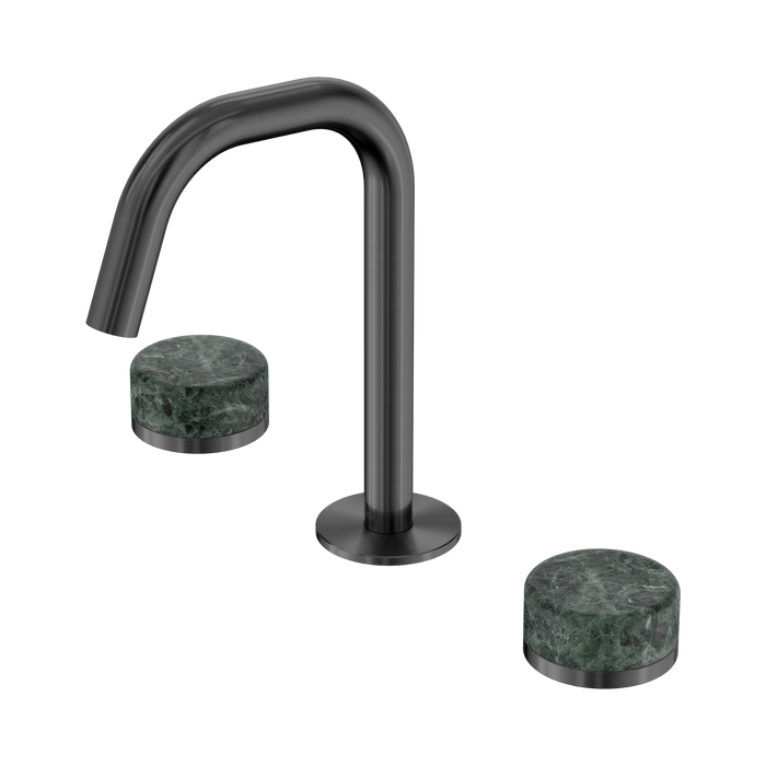 Nero Serenity Basin Set Edge Spout With Verde Alpi Handle - Gun Metal
