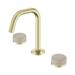 Nero Serenity Basin Set Edge Spout With Rome Travertine Handle - Brushed Gold