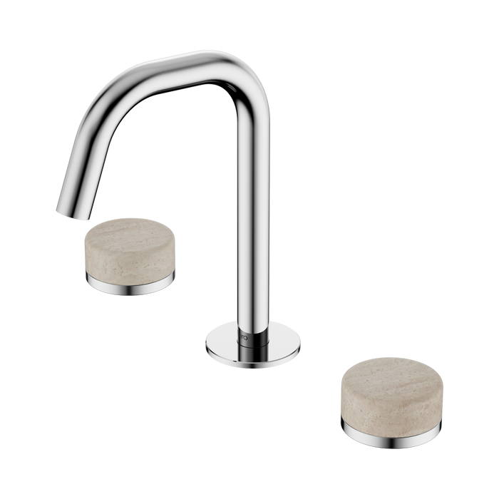 Nero Serenity Basin Set Edge Spout With Rome Travertine Handle - Chrome