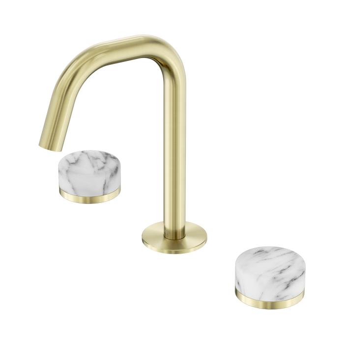 Nero Serenity Basin Set Edge Spout With Arabescato Corchia Handle - Brushed Gold