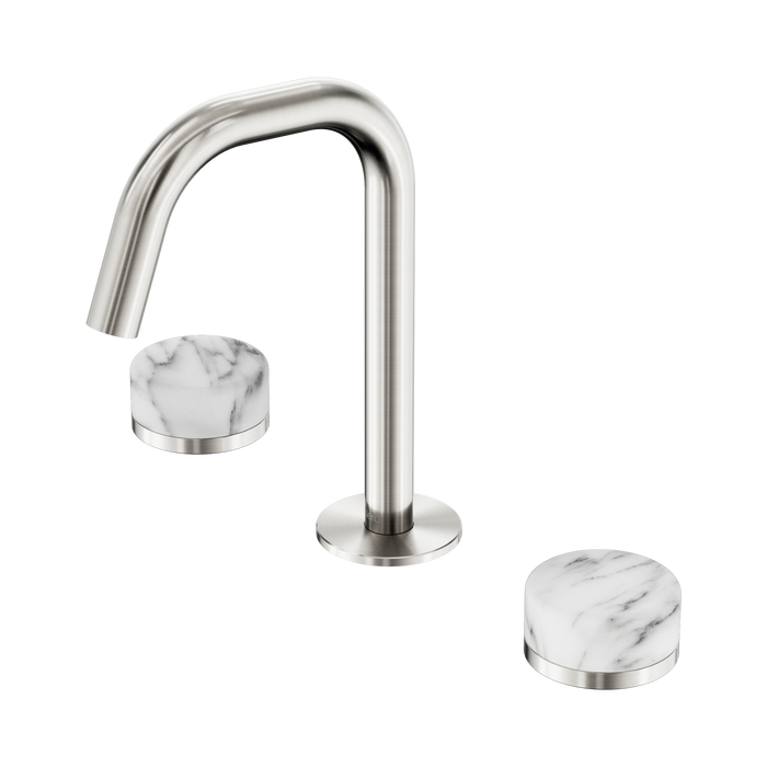 Nero Serenity Basin Set Edge Spout With Arabescato Corchia Handle - Brushed Nickel