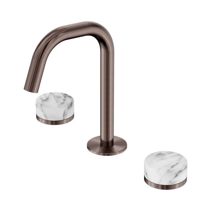 Nero Serenity Basin Set Edge Spout With Arabescato Corchia Handle - Brushed Bronze