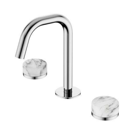 Nero Serenity Basin Set Edge Spout With Arabescato Corchia Handle - Chrome