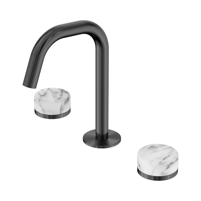 Nero Serenity Basin Set Edge Spout With Arabescato Corchia Handle - Gun Metal