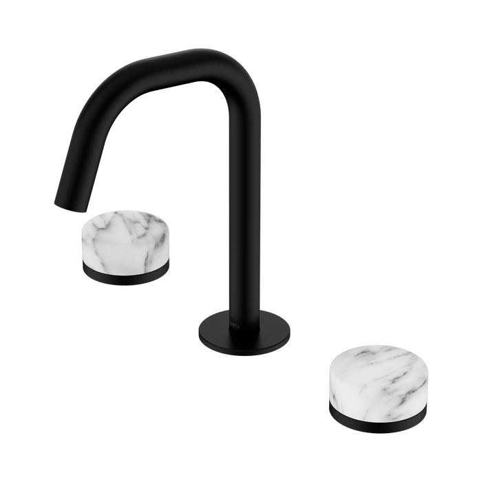 Nero Serenity Basin Set Edge Spout With Arabescato Corchia Handle - Matte Black