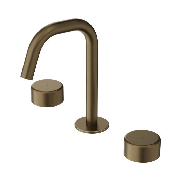 Nero Serenity Basin Set Edge Spout With Metal Handle - Tumbled Antique Brass