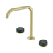 Nero Serenity Bath/Kitchen Set Edge Spout With Verde Alpi Handle - Brushed Gold