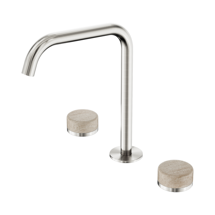 Nero Serenity Bath/Kitchen Set Edge Spout With Rome Travertine Handle - Brushed Nickel