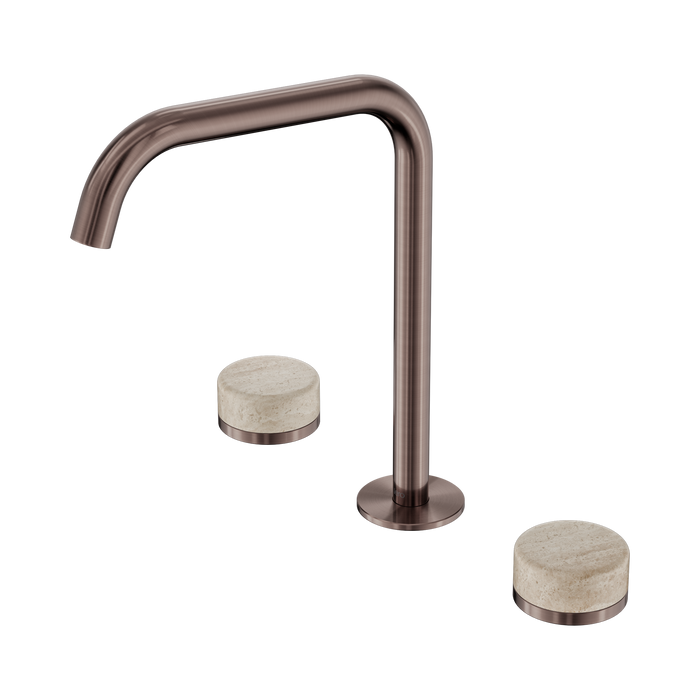 Nero Serenity Bath/Kitchen Set Edge Spout With Rome Travertine Handle - Brushed Bronze