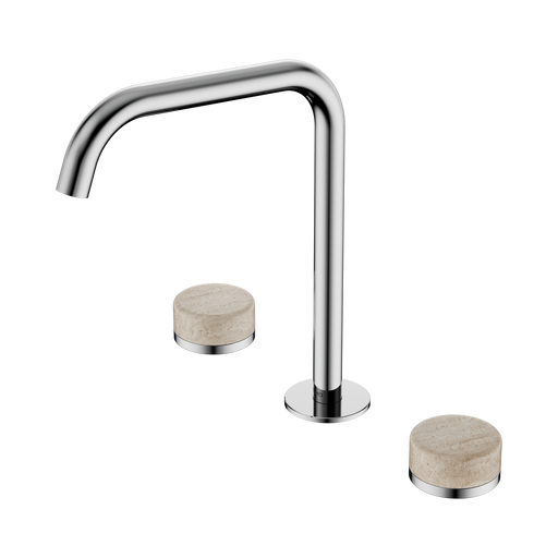 Nero Serenity Bath/Kitchen Set Edge Spout With Rome Travertine Handle - Chrome
