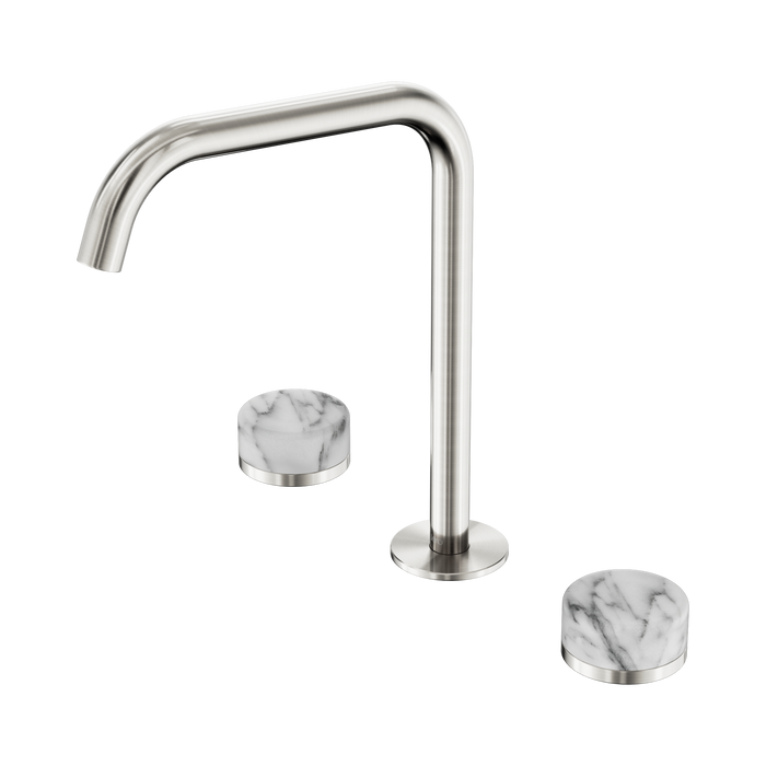 Nero Serenity Bath/Kitchen Set Edge Spout With Arabescato Corchia Handle - Brushed Nickel