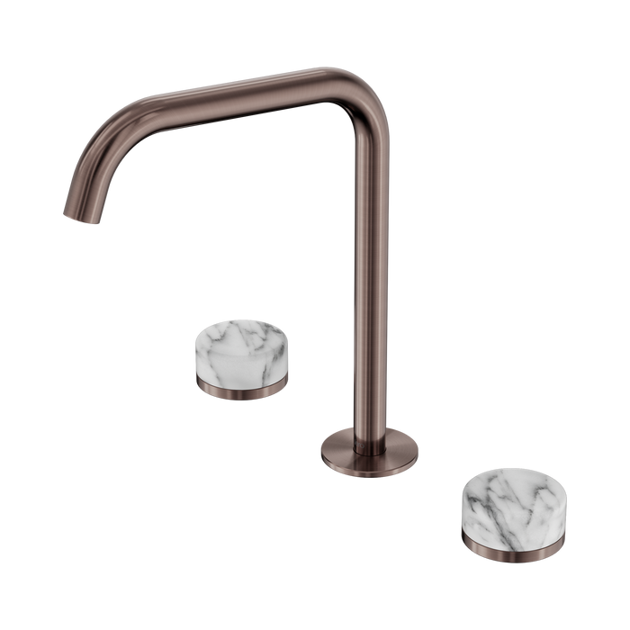 Nero Serenity Bath/Kitchen Set Edge Spout With Arabescato Corchia Handle - Brushed Bronze