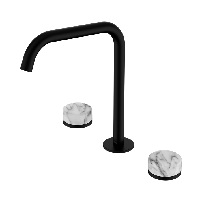 Nero Serenity Bath/Kitchen Set Edge Spout With Arabescato Corchia Handle - Matte Black