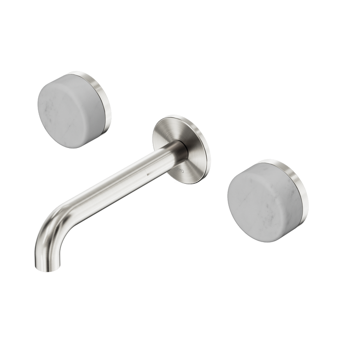 Nero Serenity Wall Basin Set 160mm Spout With Carrara Handle - Brushed Nickel